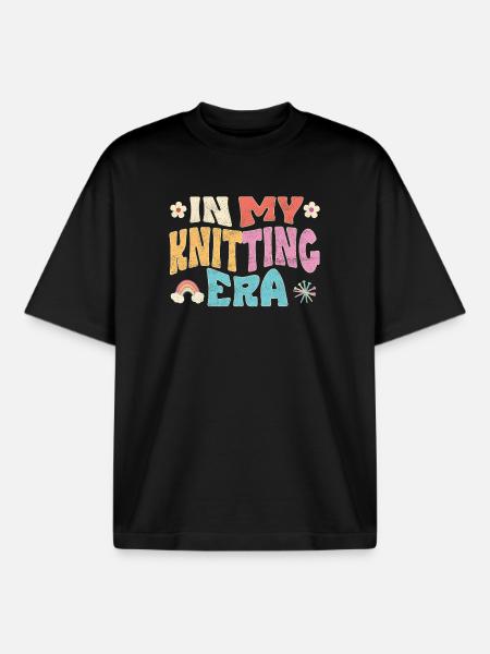 In my knitting era - Boxy Heavyweight Unisex Organic T-Shirt by Stanley/Stella - black