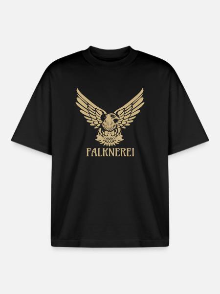 Falconry Falcon Eagle Falconer Falconer - Boxy Heavyweight Unisex Organic T-Shirt by Stanley/Stella - black