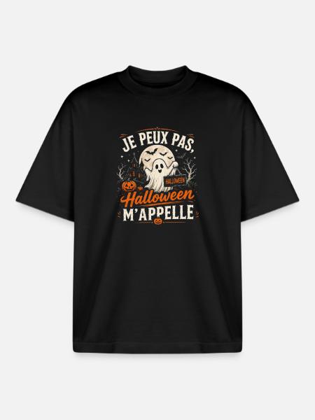 Je peux pas, Halloween m'appelle - T-shirt unisexe boxy épais biologique Stanley/Stella - noir