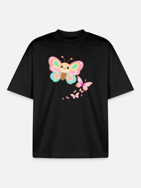 Pastellschmetterling Motiv - Boxy Heavyweight Unisex Organic T-Shirt von Stanley/Stella - Schwarz