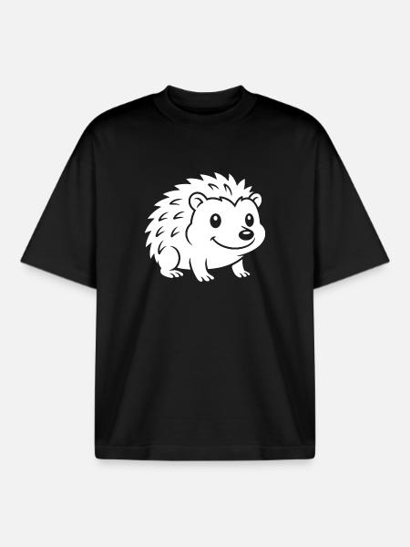 Igel Silhouette Herbst Tiermotiv - Boxy Heavyweight Unisex Organic T-Shirt von Stanley/Stella - Schwarz