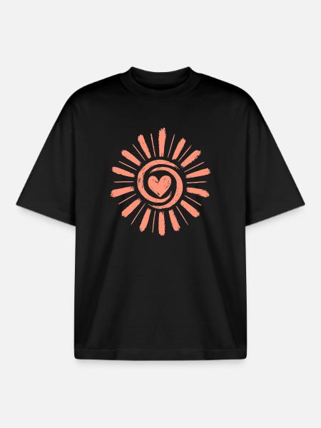 Heart Sun: Hand-drawn sun rays - Boxy Heavyweight Unisex Organic T-Shirt by Stanley/Stella - black
