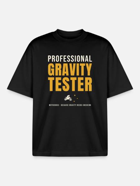 Professional Gravity Tester Motocross - Boxy Heavyweight Unisex Organic T-Shirt by Stanley/Stella - black
