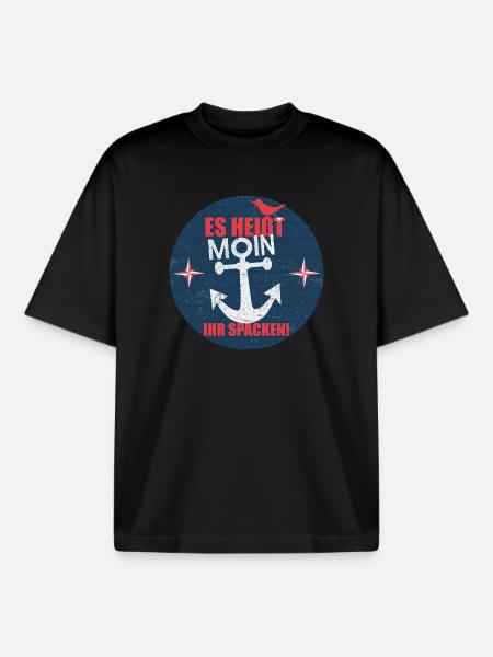 Es_heisst_Moin-_Ihr_Spacken - Boxy Heavyweight Unisex Organic T-Shirt von Stanley/Stella - Schwarz