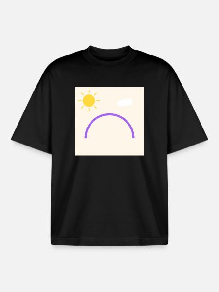 Purple bow in minimal sun - Boxy Heavyweight Unisex Organic T-Shirt by Stanley/Stella - black