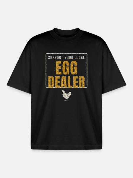 Support Your Local Egg Dealer - Boxy Heavyweight Unisex Organic T-Shirt by Stanley/Stella - black