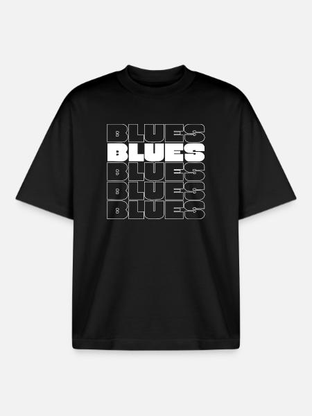 Fette Blues Wiederholungsrastertypografie - Boxy Heavyweight Unisex Organic T-Shirt von Stanley/Stella - Schwarz