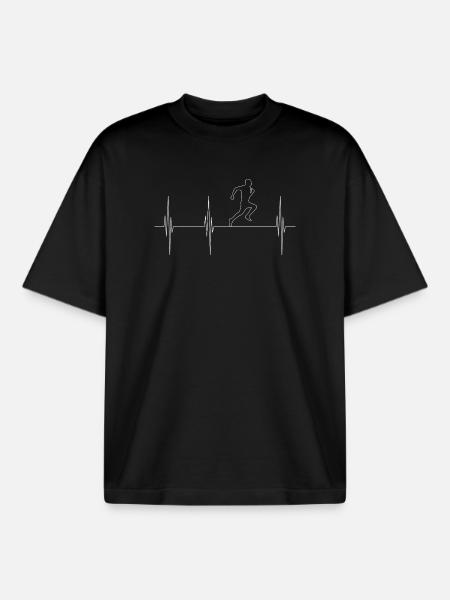 Heartbeat Marathon - Boxy Heavyweight Unisex Organic T-Shirt by Stanley/Stella - black