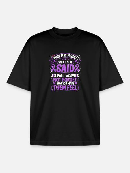 Alzheimers Awareness Ribbon Dementia Awareness - Boxy Heavyweight Unisex Organic T-Shirt by Stanley/Stella - black