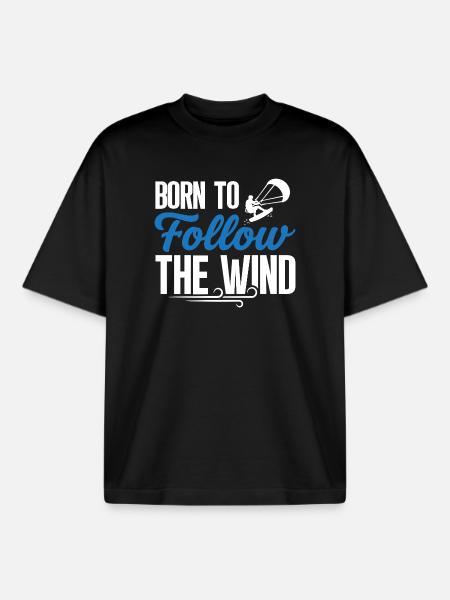 Follow – Kitesurfing T-Shirt - Boxy Heavyweight Unisex Organic T-Shirt von Stanley/Stella - Schwarz