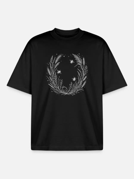 Wildflowers with bees - Boxy Heavyweight Unisex Organic T-Shirt by Stanley/Stella - black