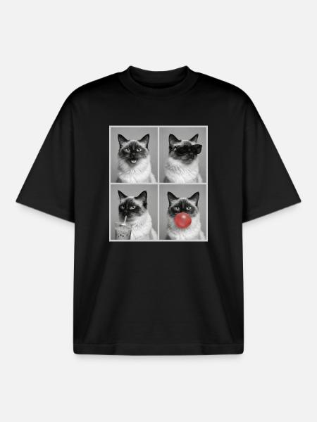 Cats Balinese Cat - Boxy Heavyweight Unisex Organic T-Shirt by Stanley/Stella - black