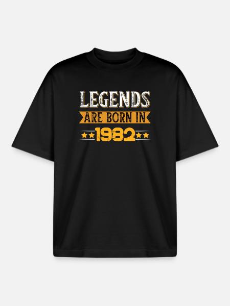 Birthday born in 1982 - Boxy Heavyweight Unisex Organic T-Shirt by Stanley/Stella - black