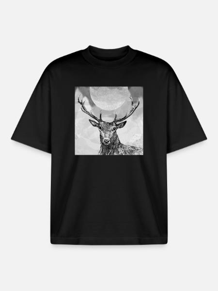Deer - Boxy Heavyweight Unisex Organic T-Shirt by Stanley/Stella - black