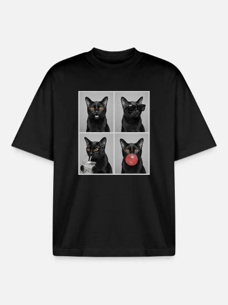 Cats Bombay Cat - Boxy Heavyweight Unisex Organic T-Shirt by Stanley/Stella - black