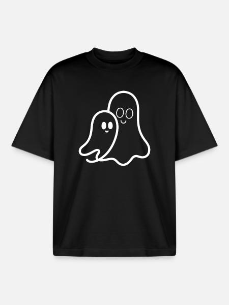 Amitié de fantôme câline - T-shirt unisexe boxy épais biologique Stanley/Stella - noir