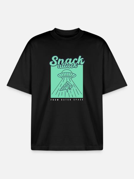UFO Pizza Snack - Boxy Heavyweight Unisex Organic T-Shirt von Stanley/Stella - Schwarz