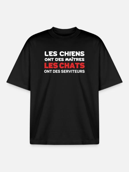 Chats et Chiens: Maîtres et Serviteurs - T-shirt unisexe boxy épais biologique Stanley/Stella - noir
