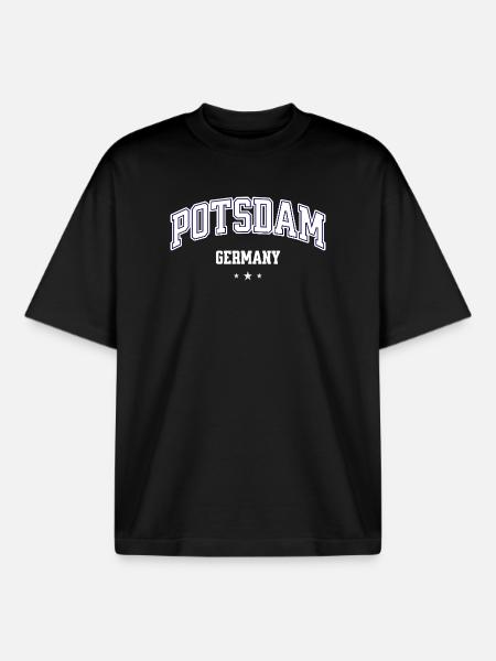 Potsdam Germany College Emblem - Boxy Heavyweight Unisex Organic T-Shirt by Stanley/Stella - black