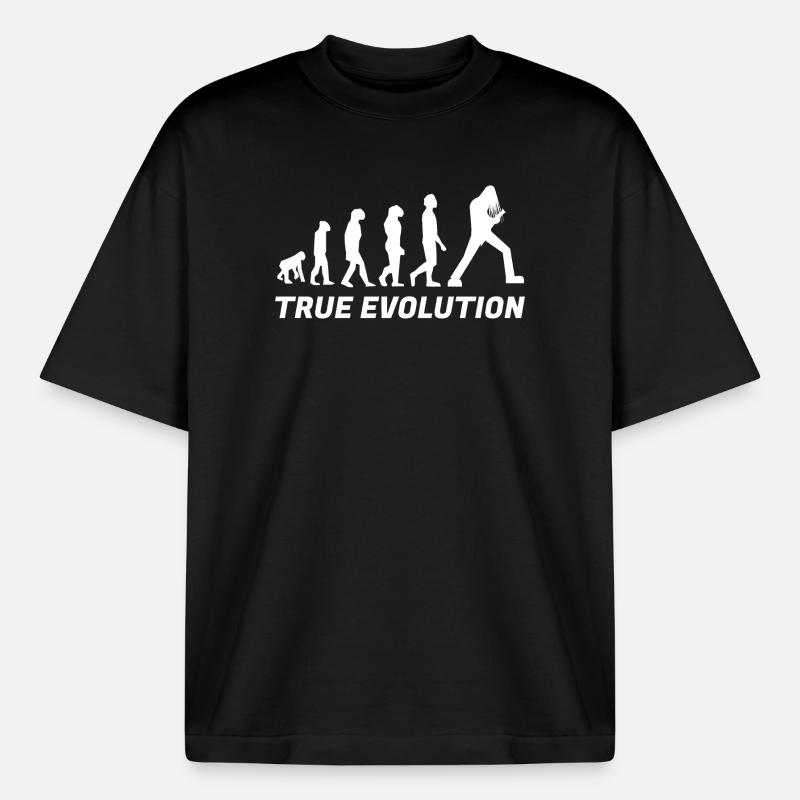 True Evolution Metal - White - Boxy Heavyweight Unisex Organic T-Shirt by Stanley/Stella - black