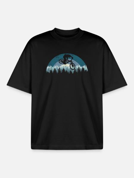 Forest Night MTB Jump - Boxy Heavyweight Unisex Organic T-Shirt by Stanley/Stella - black