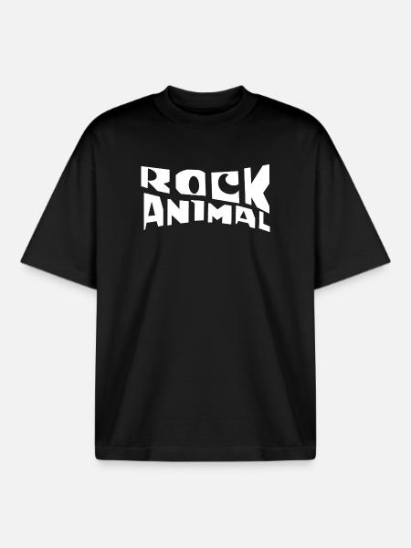 Rock Animal: Bold Monochrome Graphic - Boxy Heavyweight Unisex Organic T-Shirt by Stanley/Stella - black