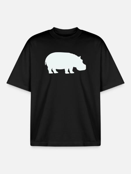 Silhouette de l’hippopotame bleu - T-shirt unisexe boxy épais biologique Stanley/Stella - noir
