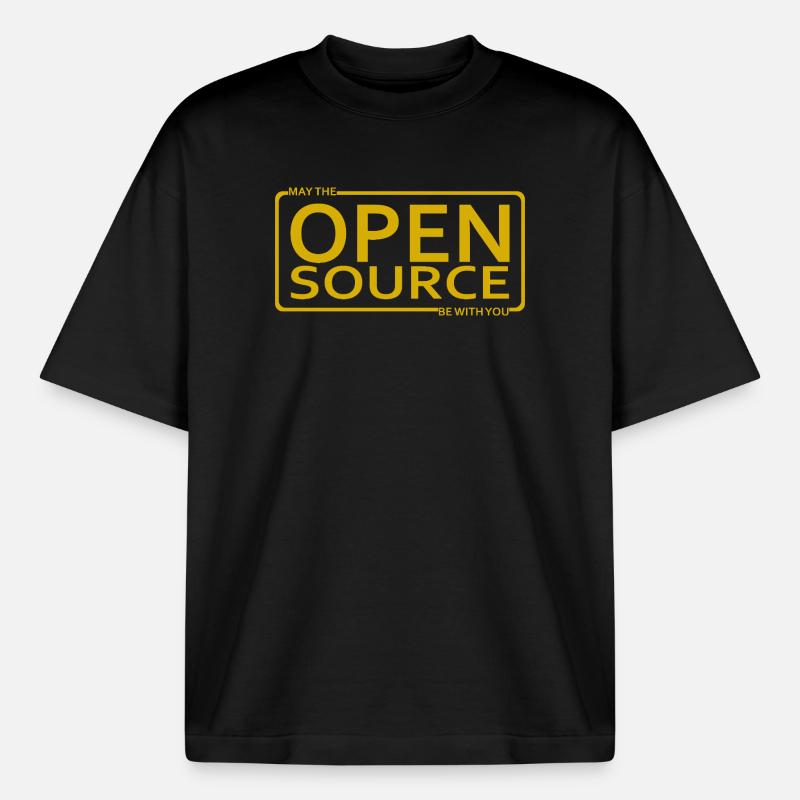 Que l’Open Source soit avec vous - T-shirt unisexe boxy épais biologique Stanley/Stella - noir