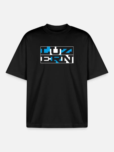 Lucerne Geometric Wordmark - Boxy Heavyweight Unisex Organic T-Shirt by Stanley/Stella - black