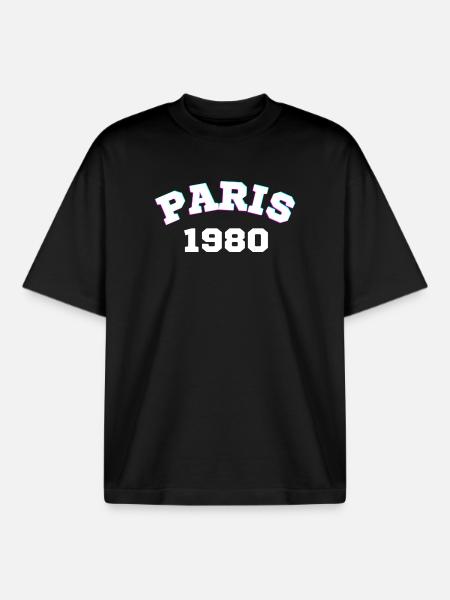 Paris 1980 Design - Boxy Heavyweight Unisex Organic T-Shirt von Stanley/Stella - Schwarz
