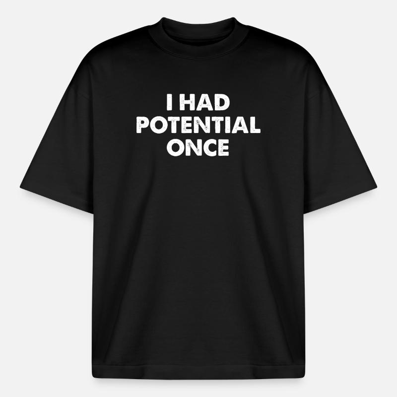 J’avais du potentiel autrefois - T-shirt unisexe boxy épais biologique Stanley/Stella - noir