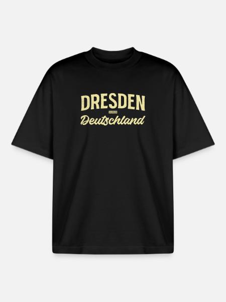 Dresden Retro Font Print - Boxy Heavyweight Unisex Organic T-Shirt by Stanley/Stella - black