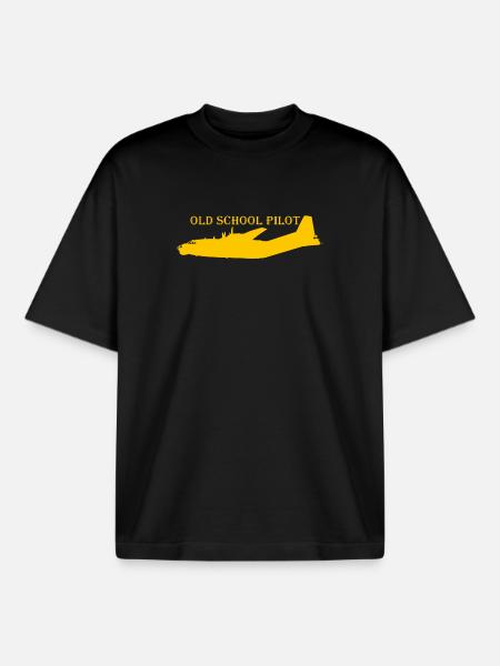 old school pilot An-12 - Boxy Heavyweight Unisex Organic T-Shirt by Stanley/Stella - black