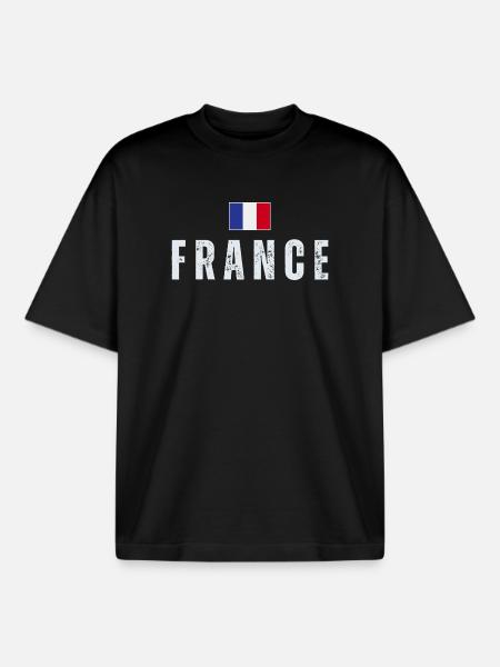 Flag of France, French pride - Boxy Heavyweight Unisex Organic T-Shirt by Stanley/Stella - black