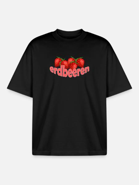 Fraises - T-shirt unisexe boxy épais biologique Stanley/Stella - noir