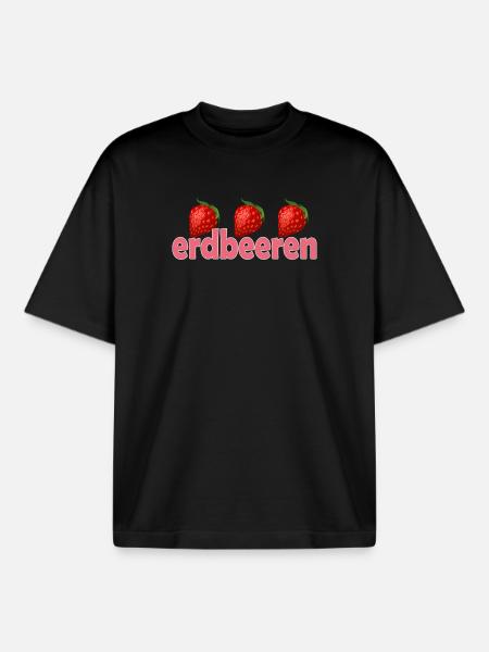 Fraises - T-shirt unisexe boxy épais biologique Stanley/Stella - noir
