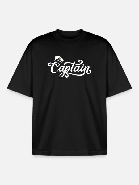 Capitaine Cap Sailing - T-shirt unisexe boxy épais biologique Stanley/Stella - noir