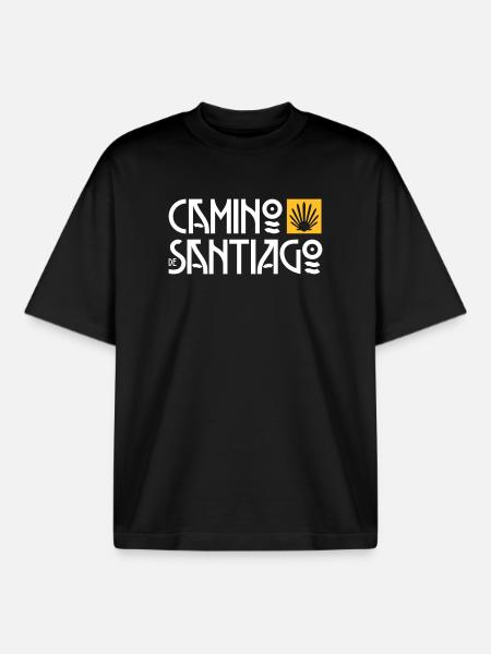 Camino de Santiago | Cammino di Santiago | Refuso Art Deco - T-shirt unisex boxy pesante biologica di Stanley/Stella - nero