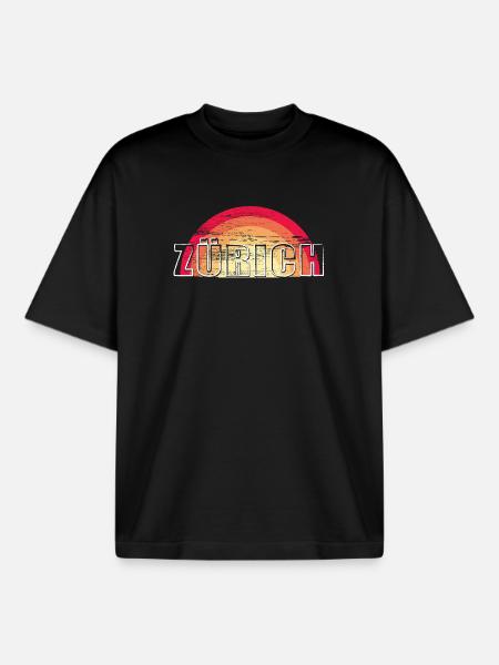 Zürich - Vintage Logo Sunset ZURICH - Boxy Heavyweight Unisex Organic T-Shirt by Stanley/Stella - black