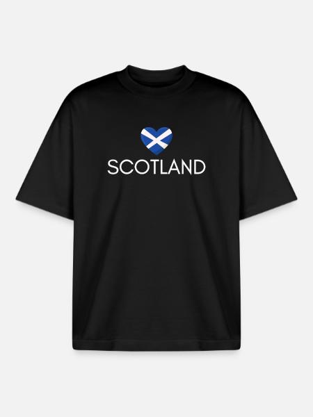 Cœur avec drapeau écossais, fierté écossaise - T-shirt unisexe boxy épais biologique Stanley/Stella - noir