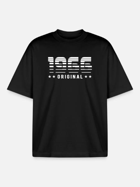 1966 Design rétro original | Anniversaire - T-shirt unisexe boxy épais biologique Stanley/Stella - noir