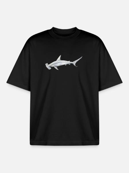 requin Martillon - requin-marteau - Réquin - T-shirt unisexe boxy épais biologique Stanley/Stella - noir