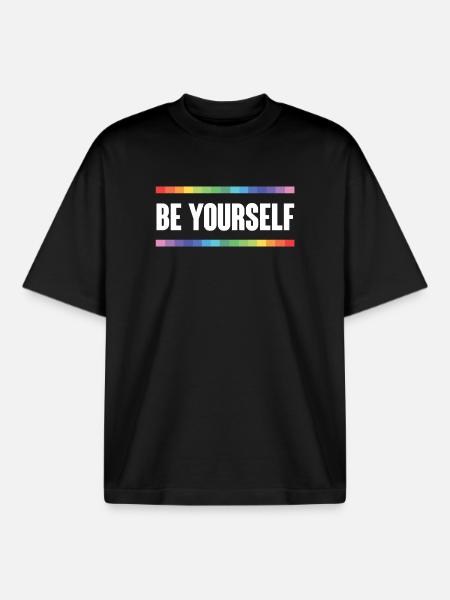 LGBTQ Pride Month - Be Yourself - Boxy Heavyweight Unisex Organic T-Shirt by Stanley/Stella - black