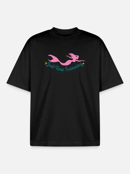 Underwater Mermaid with Motivational Quote - Boxy Heavyweight Unisex Organic T-Shirt by Stanley/Stella - black