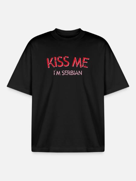 Küss mich, ich bin Serbe - Boxy Heavyweight Unisex Organic T-Shirt von Stanley/Stella - Schwarz