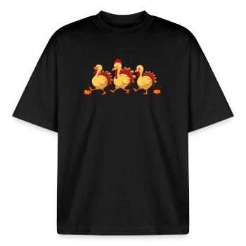Bébé dinde de Thanksgiving - T-shirt unisexe boxy épais biologique Stanley/Stella - noir - Devant - AI Model Male 185 light (185cm) & AI Model Female 172 dark (172cm)