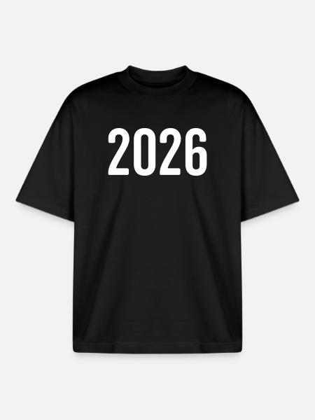 2026 Year Digit - Boxy Heavyweight Unisex Organic T-Shirt by Stanley/Stella - black
