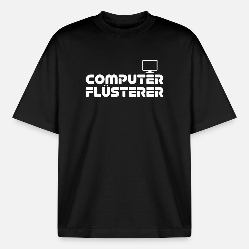 Computer Flüsterer Retro-Print - Boxy Heavyweight Unisex Organic T-Shirt von Stanley/Stella - Schwarz