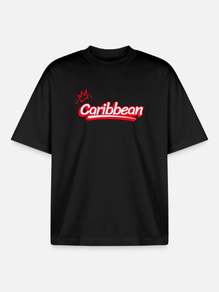 Caribbean in Red - Boxy Heavyweight Unisex Organic T-Shirt by Stanley/Stella - black