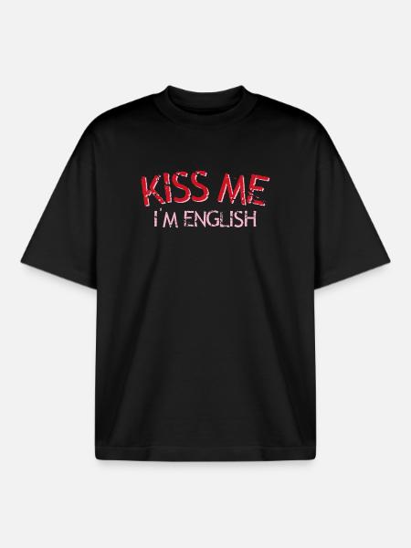 Küss mich, ich bin Engländer - Boxy Heavyweight Unisex Organic T-Shirt von Stanley/Stella - Schwarz